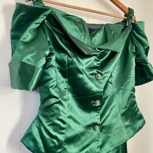 Vintage Green Satin 90s Formal Dress